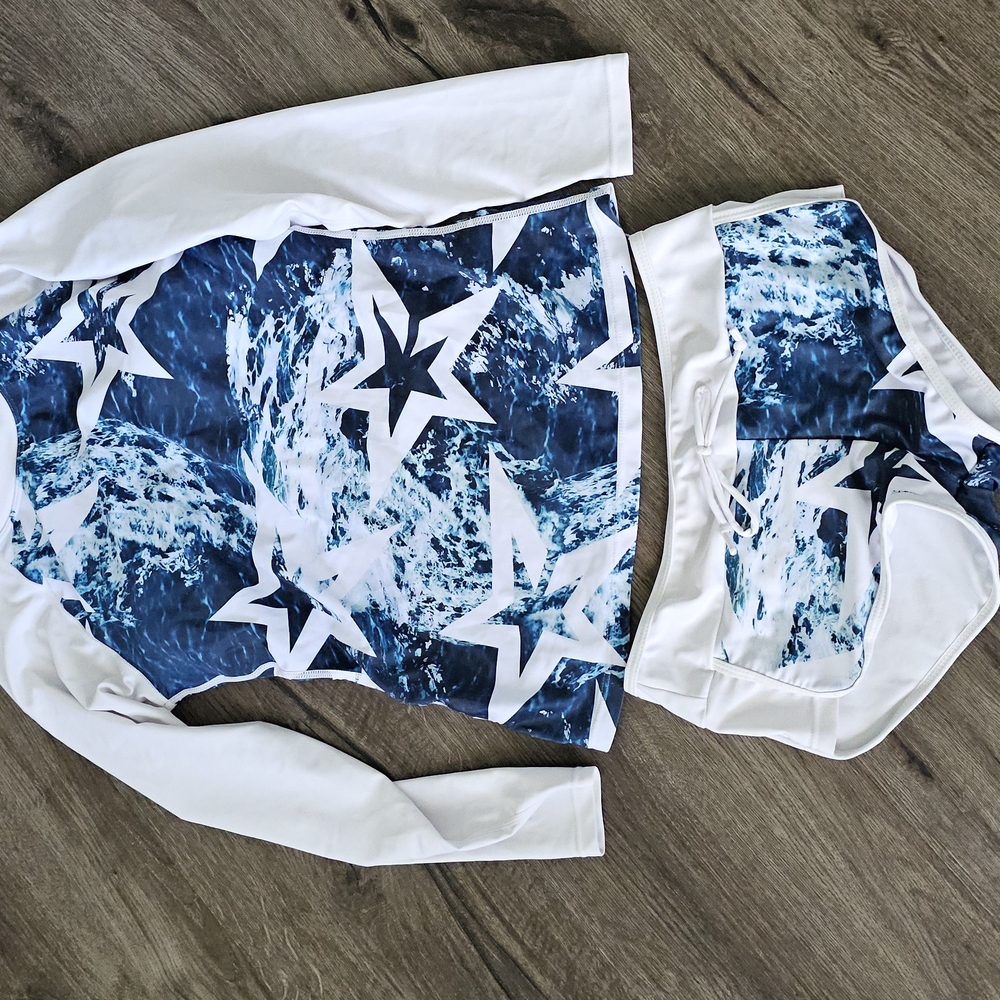 Blue and White Star Print Activewear Set